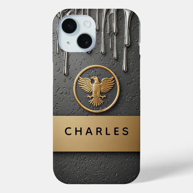 Funda De Case-Mate Para iPhone Golden Eagle Pendant Dripping Liquid Metal  (Reverso )