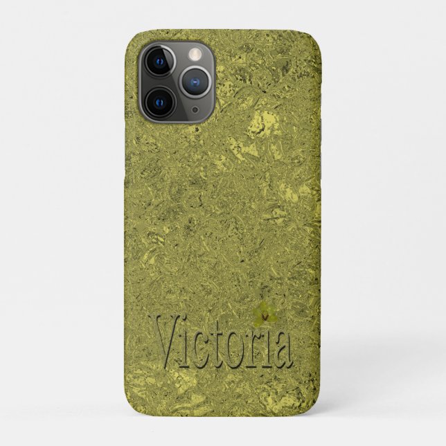 Funda De Case-Mate Para iPhone Golden Flecks Victoria Name Design, (Reverso)