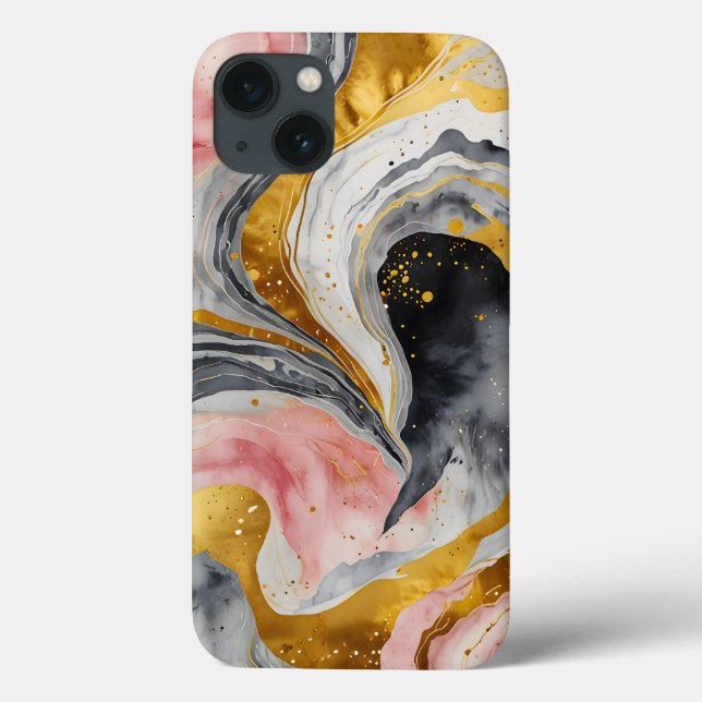 Funda De Case-Mate Para iPhone Golden Marble Whirls (Reverso)