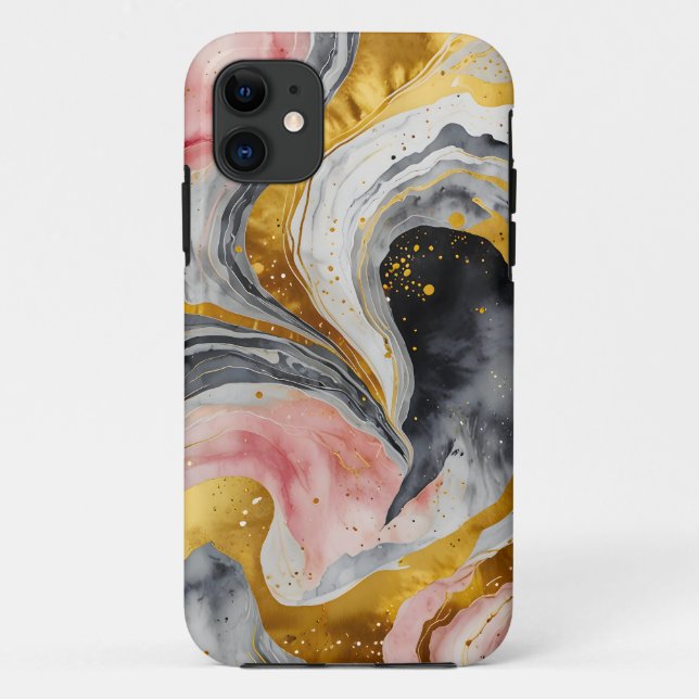 Funda De Case-Mate Para iPhone Golden Marble Whirls (Reverso)