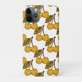 Funda Para iPhone 11 Pro Golden Metallic Cherries Pattern
