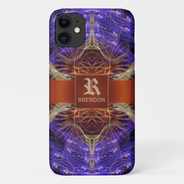 Funda De Case-Mate Para iPhone Golden Purple Fractal Hourglass (Reverso)