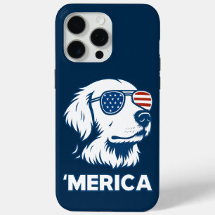 Funda Para iPhone 15 Pro Max Golden Retriever 4 De Julio Merica