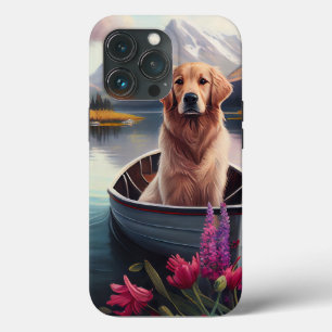 Funda Para iPhone 13 Pro Golden Retriever on a Paddle: Una aventura panorám