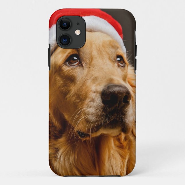 Funda De Case-Mate Para iPhone Golden retriever que presenta para su navidad (Reverso)
