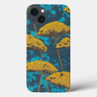 Golden Yarrow Garden with Blue Background