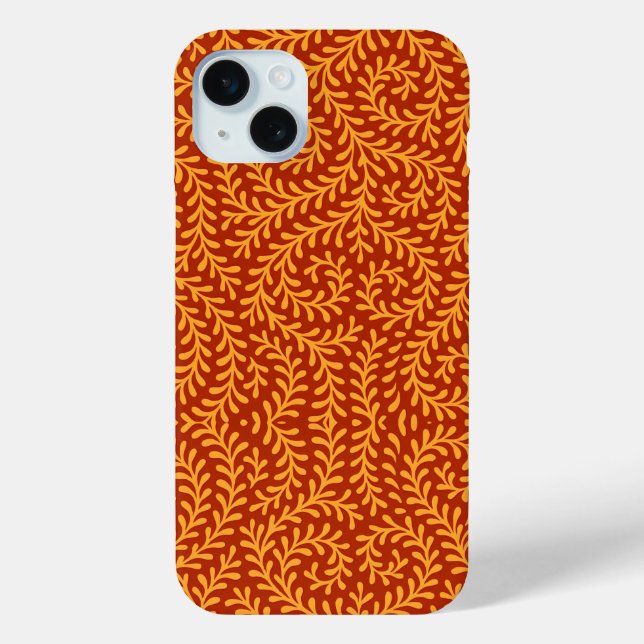 Funda De Case-Mate Para iPhone Golden Yellow Leafy Vine Pattern  (Reverso )