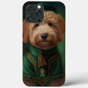 Funda Para iPhone 13 Pro Max Goldendoodle perro con vestido del día de San Patr