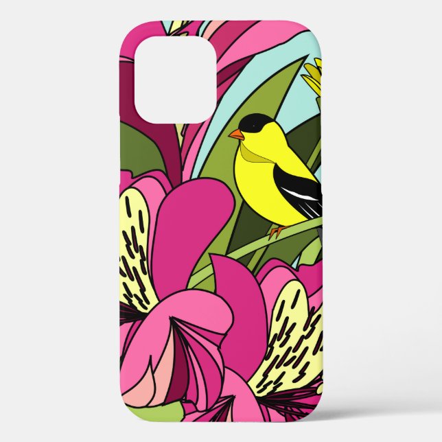 Funda De Case-Mate Para iPhone Goldfinch y Flowers (Reverso )