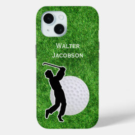 Funda Para iPhone 15 Golf - Bola de Golf y Silueta de Jugador
