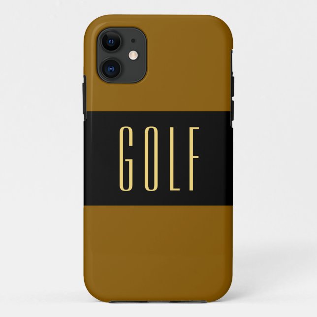 Funda De Case-Mate Para iPhone GOLF Fun moderno Wide Black Golden Brown Stripes (Reverso)