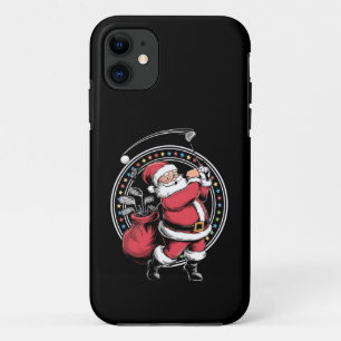 Funda Para iPhone 11 Golf Oh Navidades Santa Claus Vintage Golfer Golfi