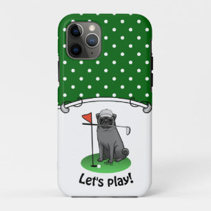 Funda Para iPhone 11 Pro Golf Pug Jugando Golf (negro) Cute Dog Funny