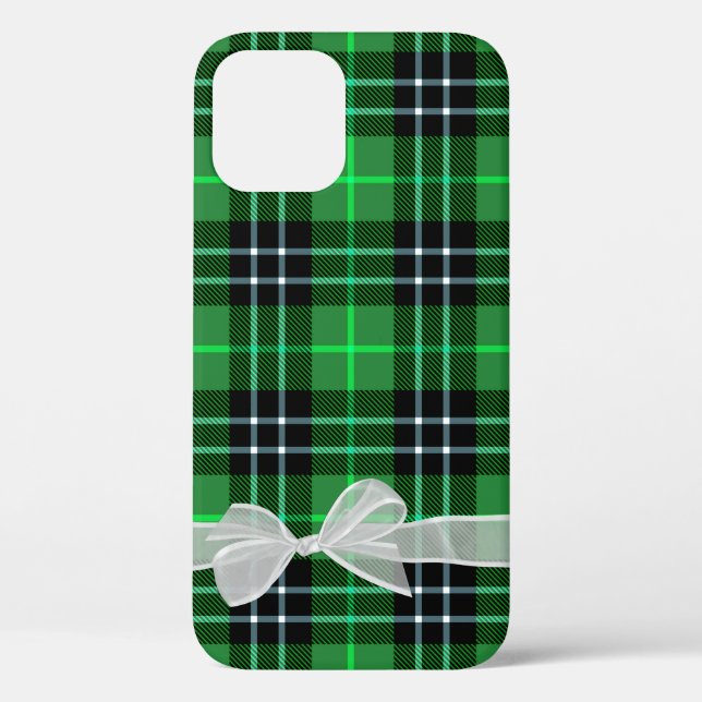 Funda De Case-Mate Para iPhone Golpe blanco en la placa verde de Tartán (Reverso )