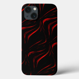 Funda Para iPhone 13 Golpes rojos ondulados sobre fondo negro