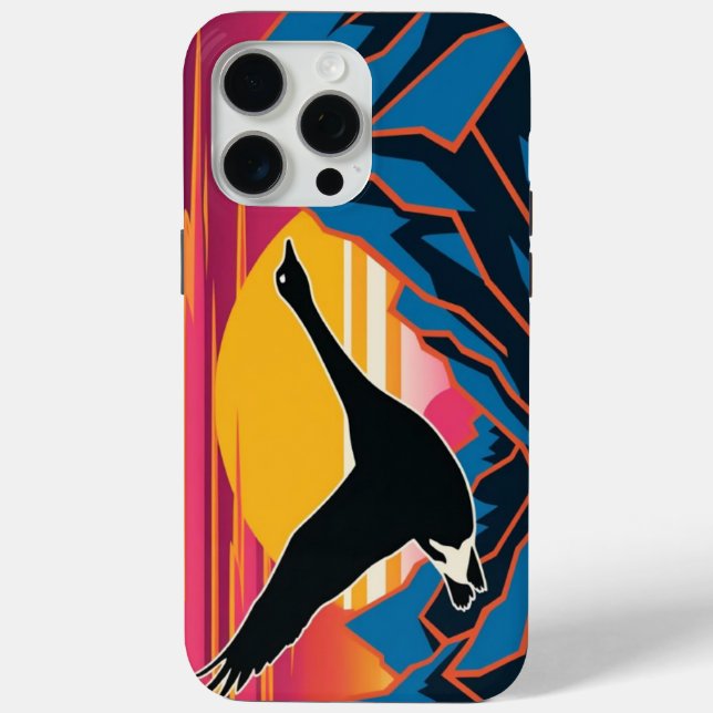 Funda De Case-Mate Para iPhone Goose volando al atardecer (Reverso )