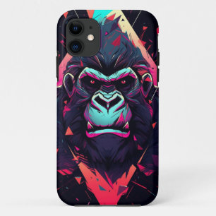 Funda Para iPhone 11 Gorila abstracto con colores vivos