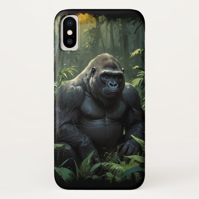 Funda De Case-Mate Para iPhone Gorila de Silverback en la selva ruandesa (Reverso)