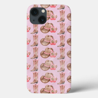 Funda Para iPhone 13 Gorra de Cowboy rosa y Coquette de Boots