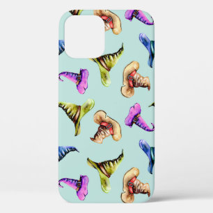 Funda Para iPhone 12 Gorras viejos de color de agua: fondo azul.