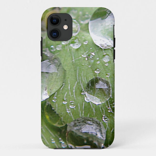 Funda De Case-Mate Para iPhone Gotas de agua en una hoja verde (Reverso)