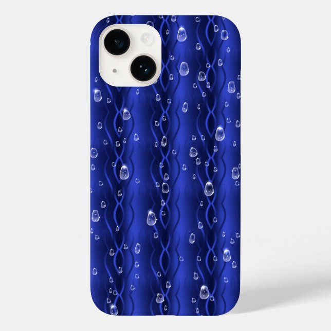 Funda De Case-Mate Para iPhone Gotas de lluvia azul Metalizado (Reverso )