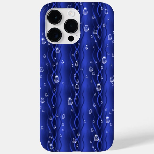 Funda De Case-Mate Para iPhone Gotas de lluvia azul Metalizado (Reverso)