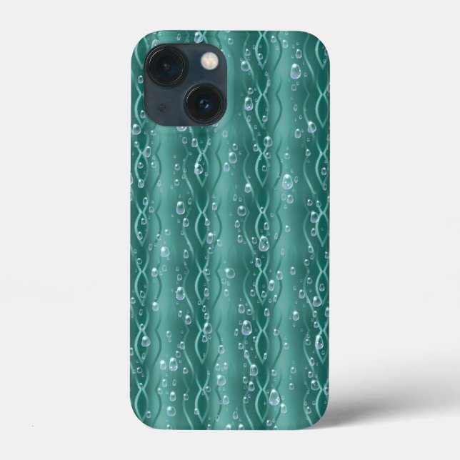 Funda De Case-Mate Para iPhone Gotas de lluvia Metalizado verdes (Reverso )