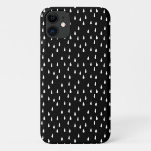 Funda Para iPhone 11 Gotas de lluvia Patrón blanco caprichoso en negro