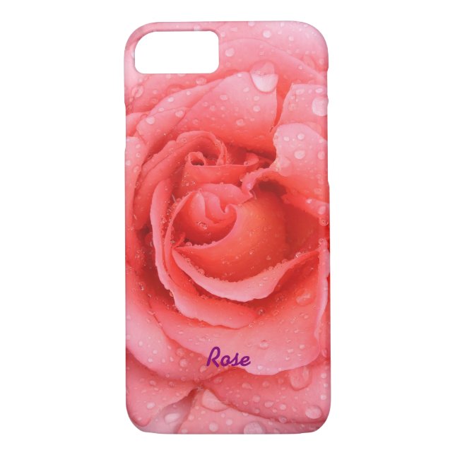 Funda De Case-Mate Para iPhone Gotas románticas de agua rosada rosada personaliza (Reverso)