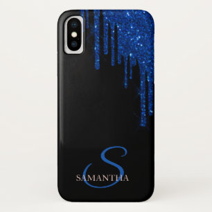 Funda Para iPhone X Goteos Elegantes de Brillo Azul