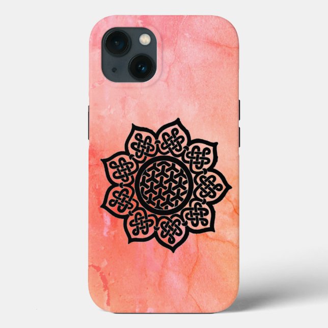Funda De Case-Mate Para iPhone GOTHIC SUN Black Pink Red Celtic Knots (Reverso )