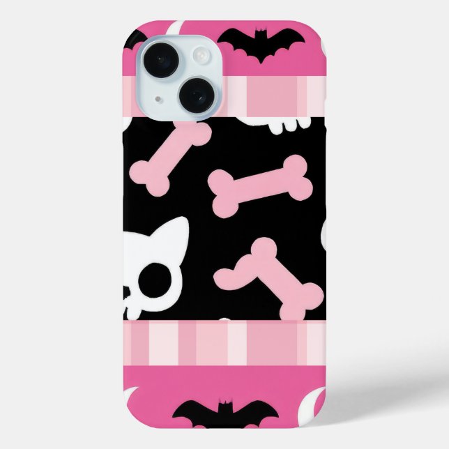 Funda De Case-Mate Para iPhone Gótico dulce Halloween Cat & Bat (Reverso )