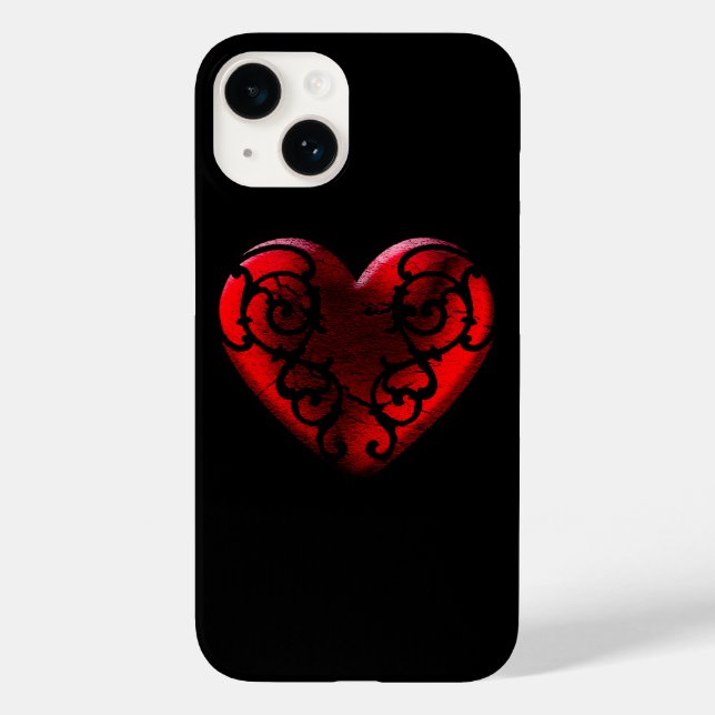 Funda De Case-Mate Para iPhone Gótico Filigree Corazón Rojo (Reverso )