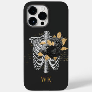 Funda Para iPhone 14 Pro Max De Case-Mate Gótico Vintage Negro y Floral Esquelético Dorado