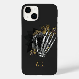 Funda Para iPhone 14 De Case-Mate Gótico Vintage Negro y Floral Esquelético Dorado