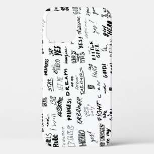 Funda Para iPhone 12 Grabado a mano, colección de doodles de tipografía