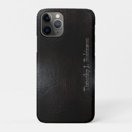 Funda Para iPhone 11 Pro Grabado en relieve de cuero negro con problemas fa