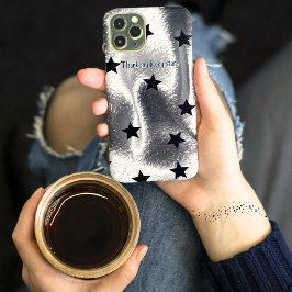 Funda Para iPhone 14 De Case-Mate "Gracias a mis afortunadas estrellas" Silver Black