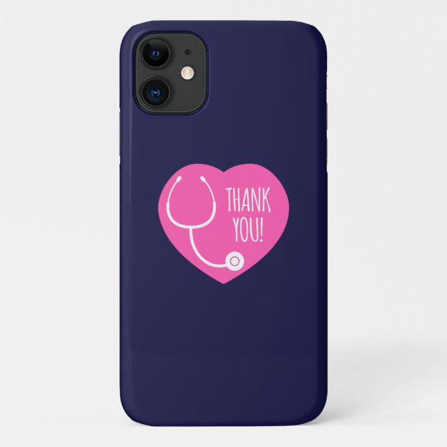 Funda De Case-Mate Para iPhone Gracias| Estetioscopio cardíaco rosado (Reverso)