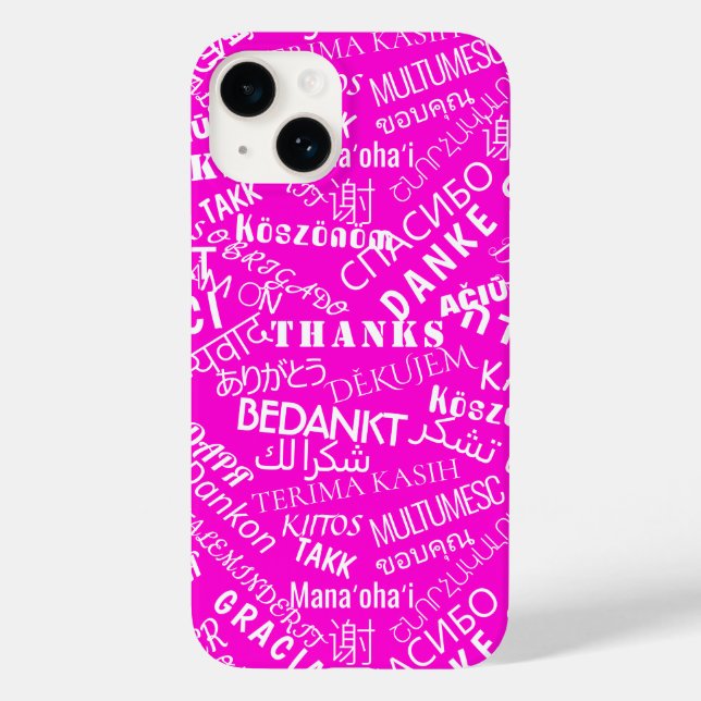 Funda De Case-Mate Para iPhone Gracias Texto Varios Idiomas Palabra Texto Rosa (Reverso )