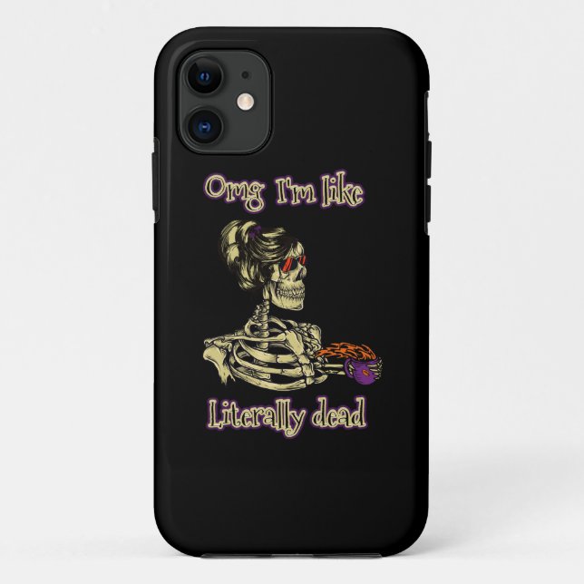Funda De Case-Mate Para iPhone Graciosa bebida de Skeleton Estoy literalmente mue (Reverso)