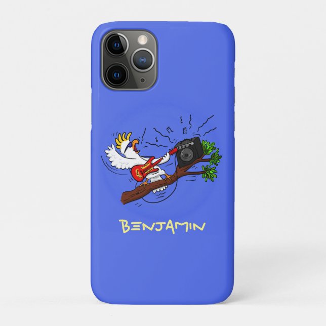 Funda De Case-Mate Para iPhone Graciosa cacatúa tocando el personalizado de guita (Reverso)