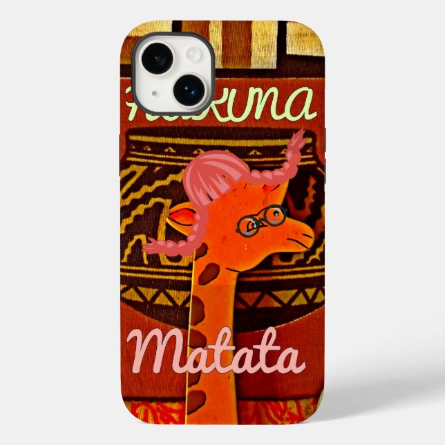 Funda De Case-Mate Para iPhone Graciosa jirafa con texto fresco Hakuna Matata (Reverso )