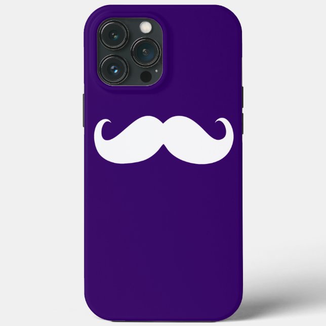 Funda De Case-Mate Para iPhone Gracioso bigote blanco sobre fondo morado oscuro (Reverso )