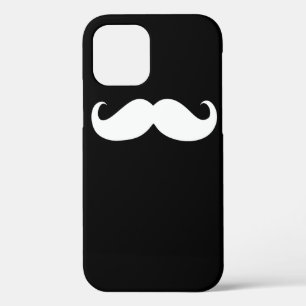 Funda Para iPhone 12 Pro Gracioso bigote blanco sobre fondo negro