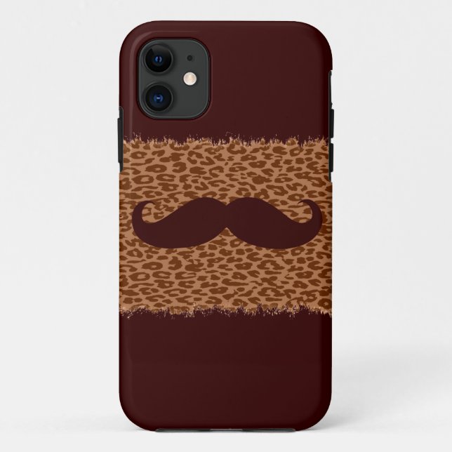 Funda De Case-Mate Para iPhone Gracioso bigote en piel de leopardo (Reverso)