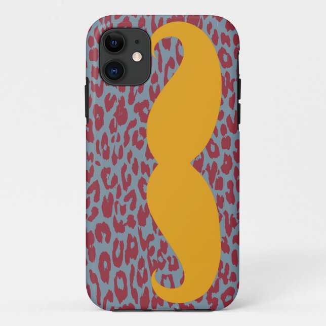 Funda De Case-Mate Para iPhone Gracioso bigote en piel de leopardo 2 (Reverso)