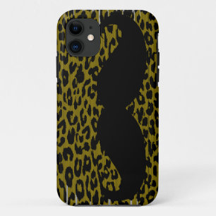 Funda Para iPhone 11 Gracioso bigote en piel de leopardo 3