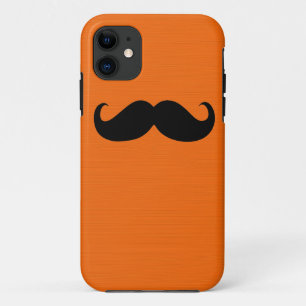 Funda Para iPhone 11 Gracioso bigote negro sobre fondo Naranja
